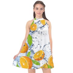 Fruits Water Vegetables Food Halter Neckline Chiffon Dress  by BangZart