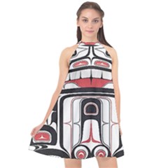 Ethnic Traditional Art Halter Neckline Chiffon Dress  by BangZart