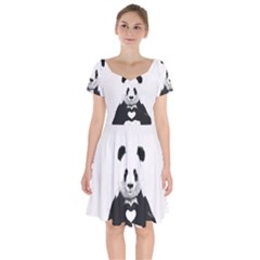 Panda Love Heart Short Sleeve Bardot Dress by BangZart