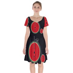 Watermelon Bicycle  Short Sleeve Bardot Dress by Valentinaart