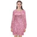 Floral Rose Flower Embroidery Pattern Long Sleeve Chiffon Shift Dress  View1