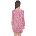 Floral Rose Flower Embroidery Pattern Long Sleeve Chiffon Shift Dress  View2