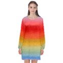 Ombre Long Sleeve Chiffon Shift Dress  View1