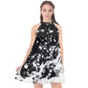 Black And White Splash Texture Halter Neckline Chiffon Dress  View1