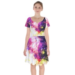 Space Colors Short Sleeve Bardot Dress by ValentinaDesign