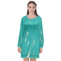 Background Green Abstract Long Sleeve Chiffon Shift Dress  View1