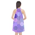 Purple Hexagon Background Cell Halter Neckline Chiffon Dress  View2