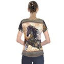 Steampunk, Wonderful Steampunk Horse With Clocks And Gears, Golden Design Short Sleeve Front Detail Top View2