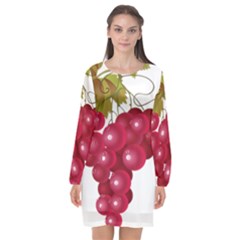 Red Fruit Grape Long Sleeve Chiffon Shift Dress  by Mariart