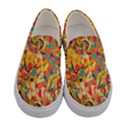 Dark Yellow Elegant Flowers Women s Canvas Slip Ons View1