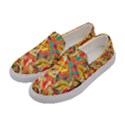 Dark Yellow Elegant Flowers Women s Canvas Slip Ons View2