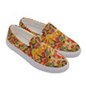 Dark Yellow Elegant Flowers Women s Canvas Slip Ons View3