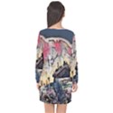 Modern abstract painting Long Sleeve Chiffon Shift Dress  View2