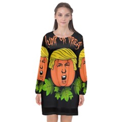 Trump Or Treat  Long Sleeve Chiffon Shift Dress  by Valentinaart