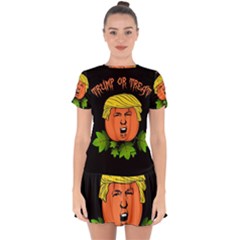 Trump Or Treat  Drop Hem Mini Chiffon Dress by Valentinaart