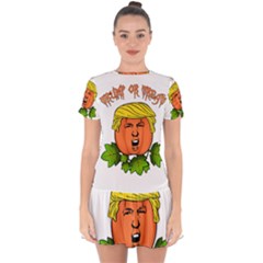 Trump Or Treat  Drop Hem Mini Chiffon Dress by Valentinaart