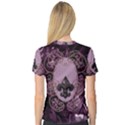 Soft Violett Floral Design V-Neck Sport Mesh Tee View2