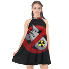 No Nuclear Weapons Halter Neckline Chiffon Dress  by Valentinaart