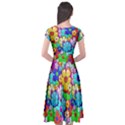 Flowers Ornament Decoration Cap Sleeve Wrap Front Dress View2