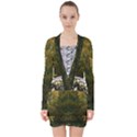 Vermont Trees & Flowers V-neck Bodycon Long Sleeve Dress View1