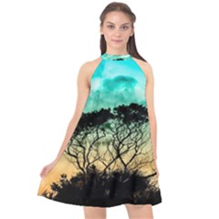 Trees Branches Branch Nature Halter Neckline Chiffon Dress  by Celenk