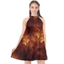 Artsy Brown Trees Halter Neckline Chiffon Dress  View1