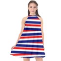 Red White Blue Patriotic Ribbons Halter Neckline Chiffon Dress  View1