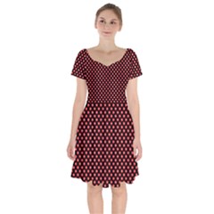 Sexy Red And Black Polka Dot Short Sleeve Bardot Dress by PodArtist