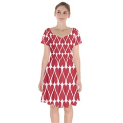 Hearts Pattern Seamless Red Love Short Sleeve Bardot Dress by Celenk