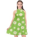 Daisy Flowers Floral Wallpaper Halter Neckline Chiffon Dress  View1