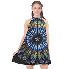 Rose Window Strasbourg Cathedral Halter Neckline Chiffon Dress  by BangZart