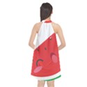 Watermelon Red Network Fruit Juicy Halter Neckline Chiffon Dress  View2