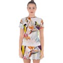 Exotic Birds of Paradise and Flowers Watercolor Drop Hem Mini Chiffon Dress View1