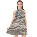 Texture Marble Abstract Pattern Halter Neckline Chiffon Dress  View1