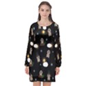 Groundhog Day Pattern Long Sleeve Chiffon Shift Dress  View1