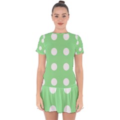 Lime Dot Drop Hem Mini Chiffon Dress by snowwhitegirl