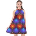 Background Colorful Abstract Halter Neckline Chiffon Dress  View1