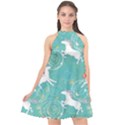 Magical Flying Unicorn Pattern Halter Neckline Chiffon Dress  View1