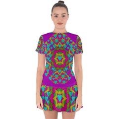 Hearts In A Mandala Scenery Of Fern Drop Hem Mini Chiffon Dress by pepitasart