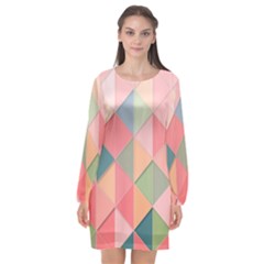 Background Geometric Triangle Long Sleeve Chiffon Shift Dress  by Nexatart