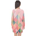 Background Geometric Triangle Long Sleeve Chiffon Shift Dress  View2