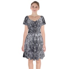 Dandelion Fibonacci Abstract Flower Short Sleeve Bardot Dress by Nexatart