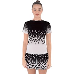 Flat Tech Camouflage Black And White Drop Hem Mini Chiffon Dress by jumpercat