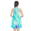 Blue Background Art Abstract Watercolor Halter Neckline Chiffon Dress  View2