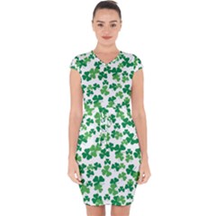 St  Patricks Day Clover Pattern Capsleeve Drawstring Dress  by Valentinaart