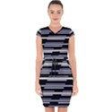 Skewed Stripes Pattern Design Capsleeve Drawstring Dress  View1