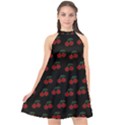 Cherries Black Halter Neckline Chiffon Dress  View1