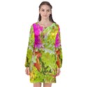 Colored Plants Photo Long Sleeve Chiffon Shift Dress  View1