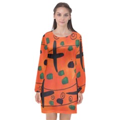 Egg Amongst Crosses Long Sleeve Chiffon Shift Dress  by snowwhitegirl