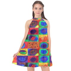 Water Color Eggs Tile Halter Neckline Chiffon Dress  by snowwhitegirl